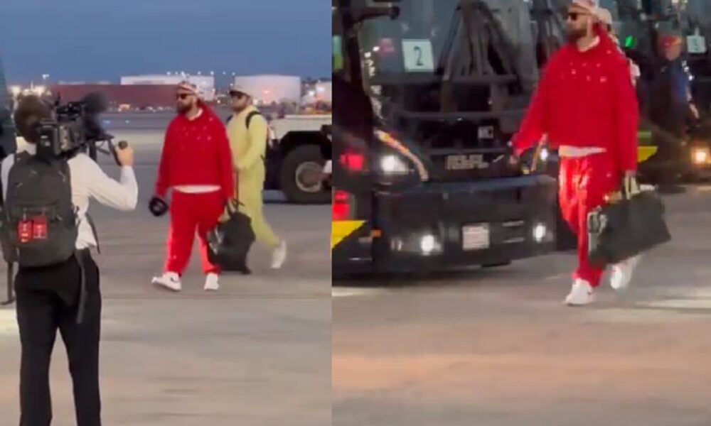 WATCH: Chiefs Travis Kelce arrives in Las Vegas in Grand style ahead of the #SuperBowl