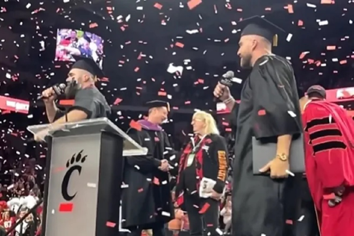 Kelce Brothers surprised with graduation ceremony at University of Cincinnati