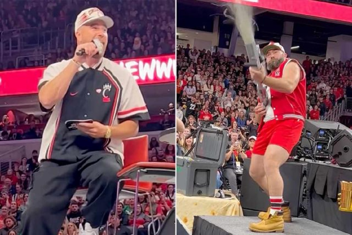 Watch:Travis and Jason Kelce Shoot Sandwiches Out of a T-Shirt Cannon (Video)