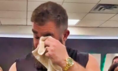 Jason Kelce breaks down in tears as he made an announcement about his wife