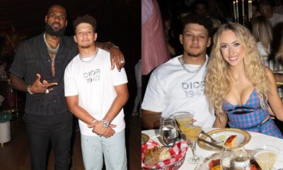 ‘GOATs’ Patrick Mahomes and LeBron James pal around at star-studded Carbone Beach party..