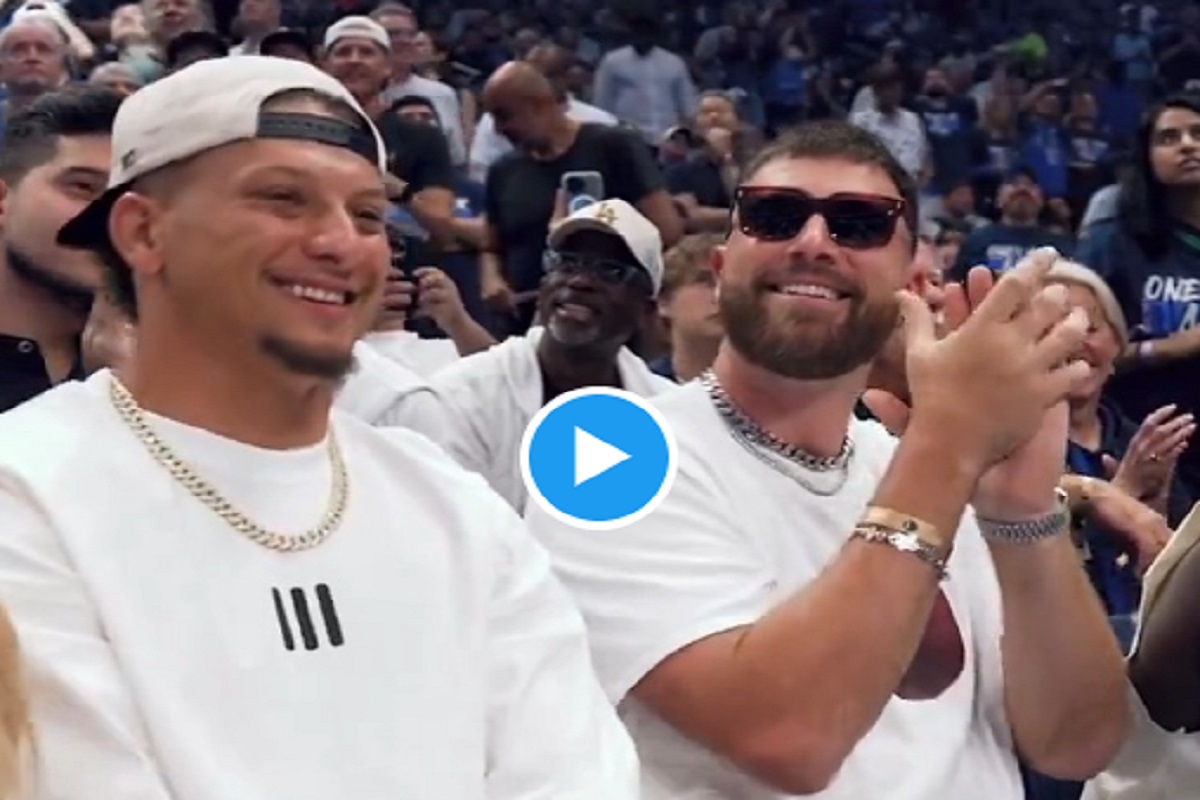 WATCH: Dallas Mavericks troll Travis Kelce with Taylor Swift and ridicule him in front of Patrick Mahomes